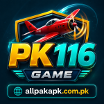 PK116 Game logo with red aircraft and PK116 branding.