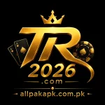 Gold mobile gaming logo on dark background