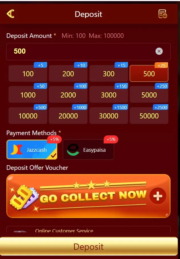 6PPP Game deposit page