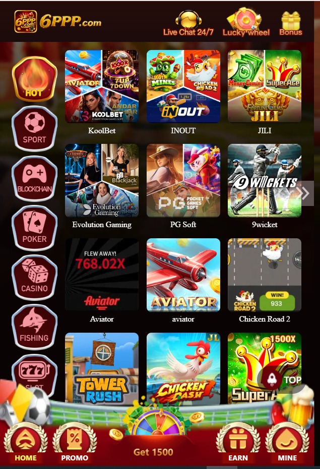 6PPP Game categories and available games