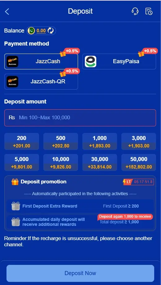 988Win Game deposit page and payment options