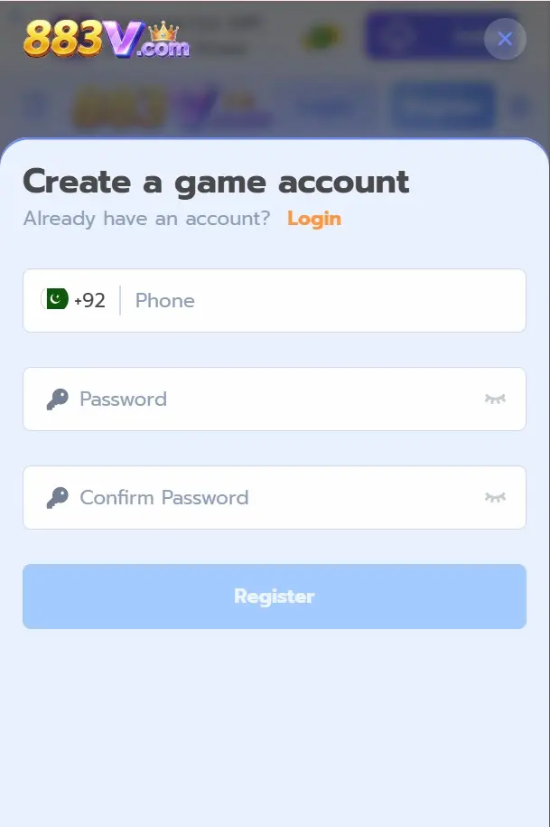 registration page for new users