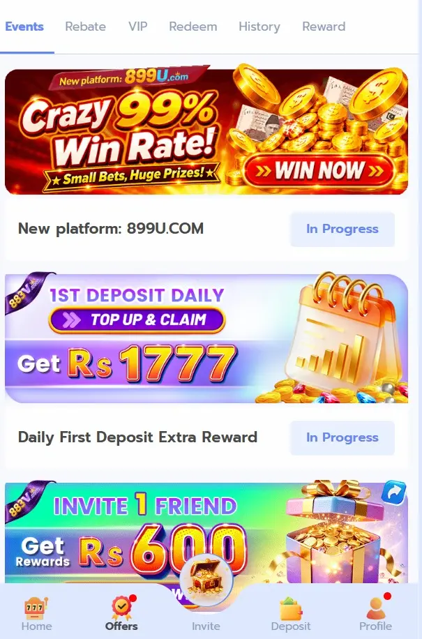 8883V Game promotions and rewards section