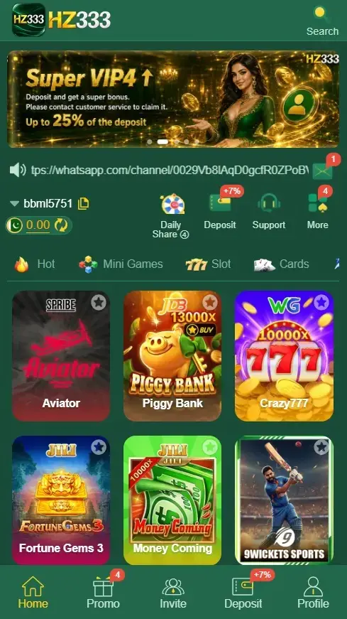 HZ333 Game home page interface