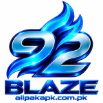 92Blaze blue flame logo with allpakapk.com.pk text below