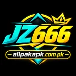 JZ666 blue and yellow logo with crown and allpakapk.com.pk text