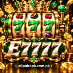 E7777 Game logo with allpakapk.com.pk branding