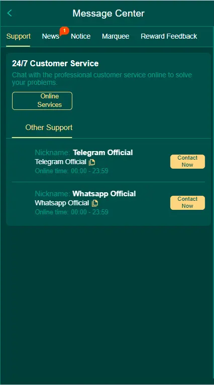 ZC999 Game contact and customer support page