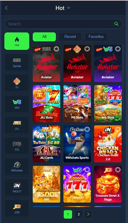 Different mobile game types and activities