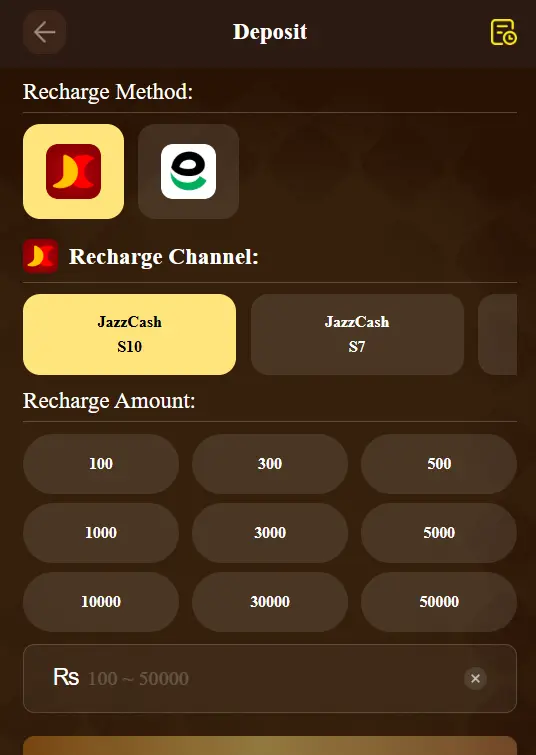 Mobile deposit screen with payment and amount fields